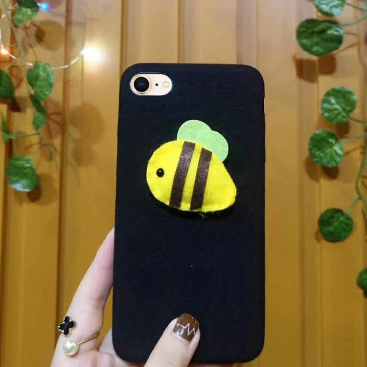 For iPhone SE 2020 & 8 & 7 Cute 3D Little Bee Pattern Felt Plush Protective Back Cover Case
