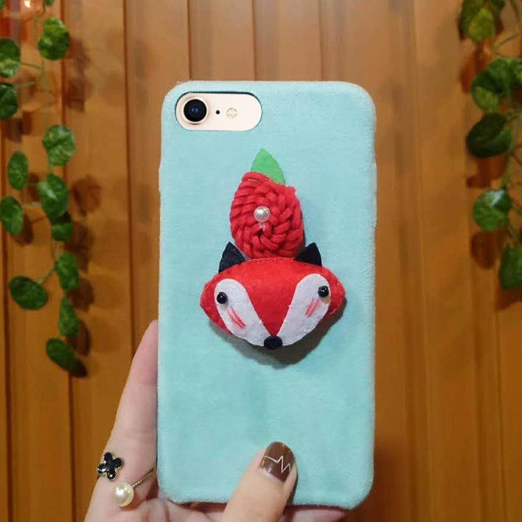 For iPhone SE 2020 & 8 & 7 Cute 3D Fox Pattern Felt Plush Protective Back Cover Case