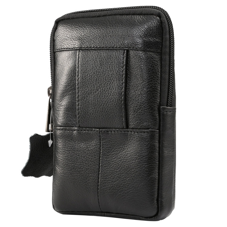 6.2 inch and Below Universal Genuine Leather Men Vertical Style Case Waist Bag with Belt Hole, For Sony, Huawei, Meizu, Lenovo, ASUS, Cubot, Oneplus, Xiaomi, Ulefone, Letv, DOOGEE, Vkworld, and other Smartphones