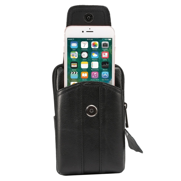 6.2 inch and Below Universal Genuine Leather Men Vertical Style Case Waist Bag with Belt Hole, For Sony, Huawei, Meizu, Lenovo, ASUS, Cubot, Oneplus, Xiaomi, Ulefone, Letv, DOOGEE, Vkworld, and other Smartphones
