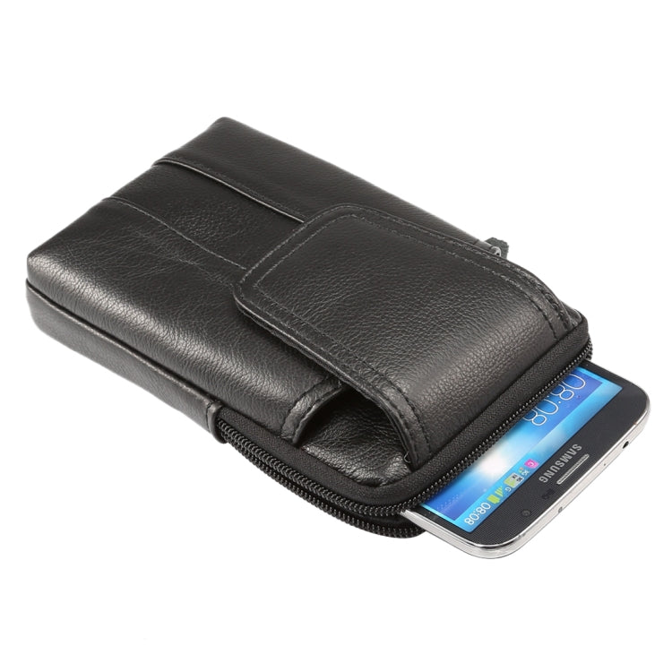 6.2 inch and Below Universal Genuine Leather Men Vertical Style Case Waist Bag with Belt Hole, For Sony, Huawei, Meizu, Lenovo, ASUS, Cubot, Oneplus, Xiaomi, Ulefone, Letv, DOOGEE, Vkworld, and other Smartphones