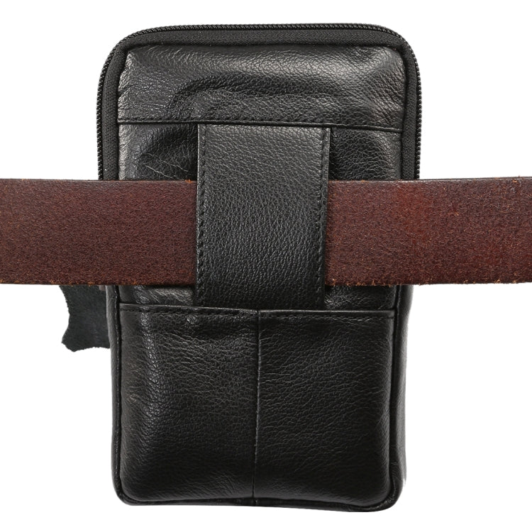 6.2 inch and Below Universal Genuine Leather Men Vertical Style Case Waist Bag with Belt Hole, For Sony, Huawei, Meizu, Lenovo, ASUS, Cubot, Oneplus, Xiaomi, Ulefone, Letv, DOOGEE, Vkworld, and other Smartphones