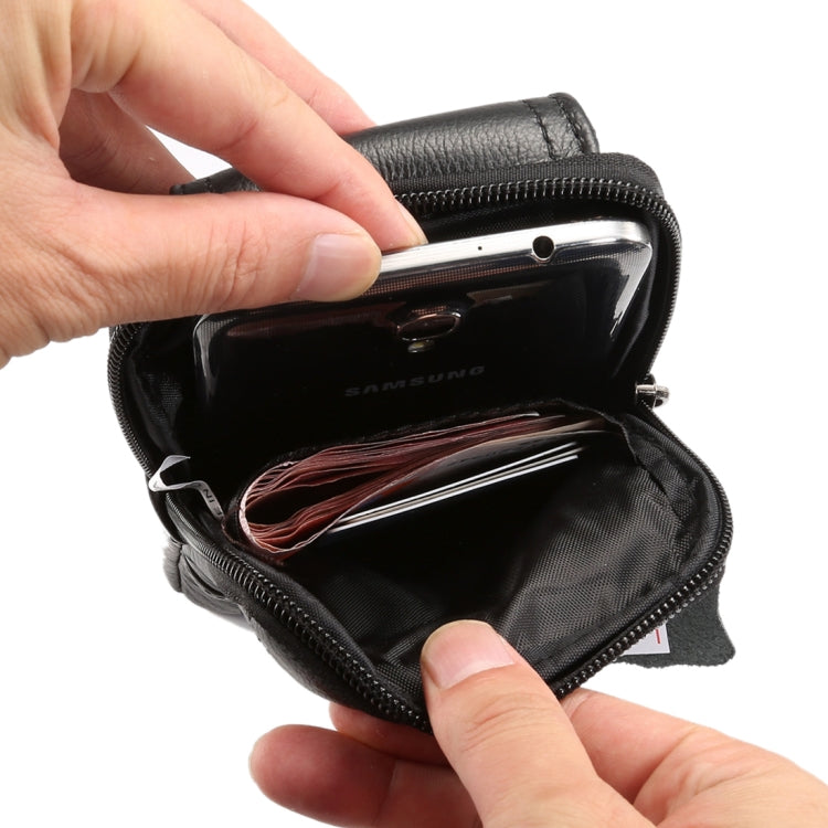 6.2 inch and Below Universal Genuine Leather Men Vertical Style Case Waist Bag with Belt Hole, For Sony, Huawei, Meizu, Lenovo, ASUS, Cubot, Oneplus, Xiaomi, Ulefone, Letv, DOOGEE, Vkworld, and other Smartphones