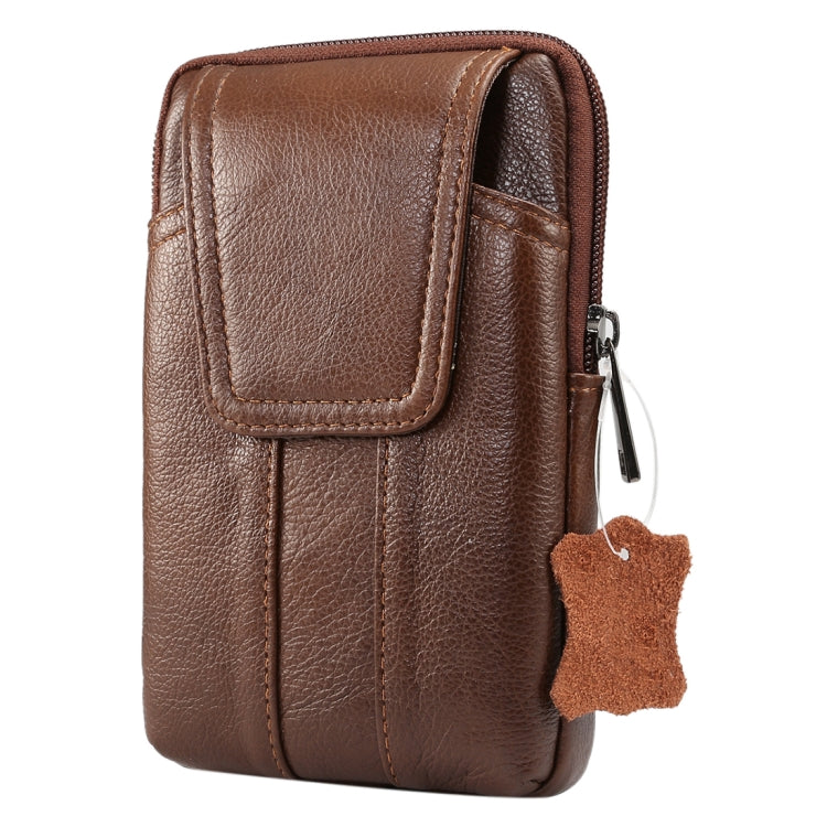6.2 inch and Below Universal Genuine Leather Men Vertical Style Case Waist Bag with Belt Hole, For Sony, Huawei, Meizu, Lenovo, ASUS, Cubot, Oneplus, Xiaomi, Ulefone, Letv, DOOGEE, Vkworld, and other Smartphones