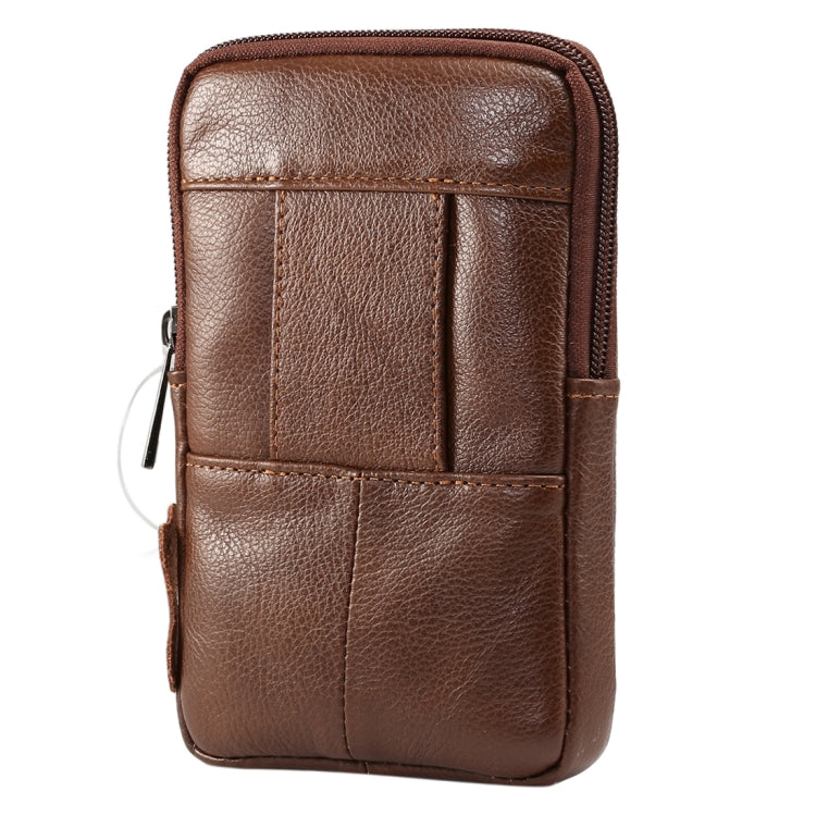 6.2 inch and Below Universal Genuine Leather Men Vertical Style Case Waist Bag with Belt Hole, For Sony, Huawei, Meizu, Lenovo, ASUS, Cubot, Oneplus, Xiaomi, Ulefone, Letv, DOOGEE, Vkworld, and other Smartphones
