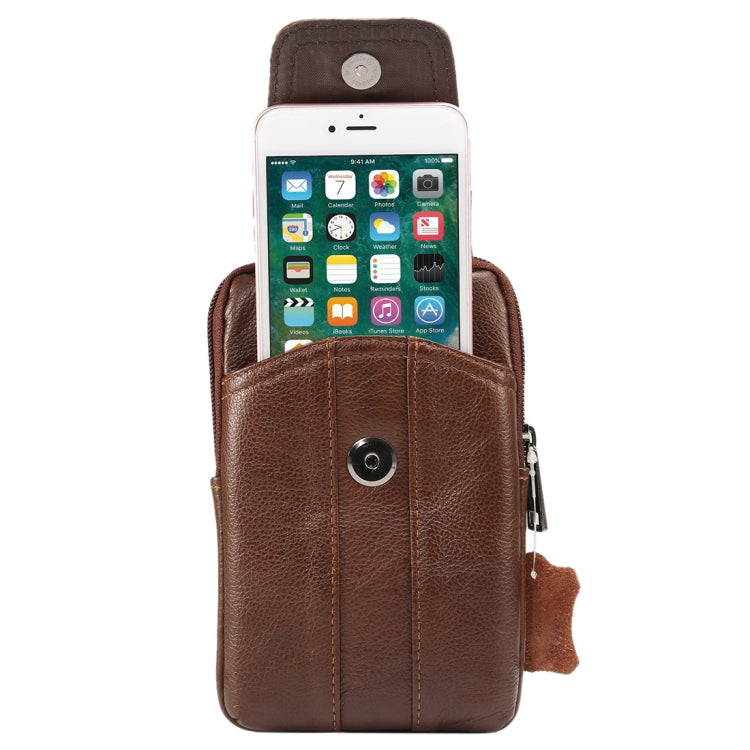 6.2 inch and Below Universal Genuine Leather Men Vertical Style Case Waist Bag with Belt Hole, For Sony, Huawei, Meizu, Lenovo, ASUS, Cubot, Oneplus, Xiaomi, Ulefone, Letv, DOOGEE, Vkworld, and other Smartphones