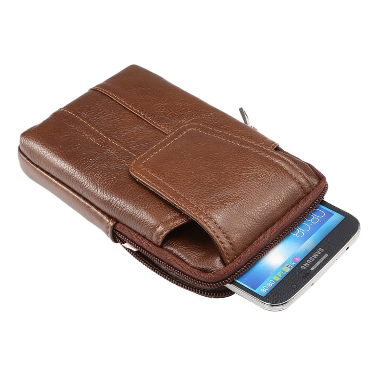 6.2 inch and Below Universal Genuine Leather Men Vertical Style Case Waist Bag with Belt Hole, For Sony, Huawei, Meizu, Lenovo, ASUS, Cubot, Oneplus, Xiaomi, Ulefone, Letv, DOOGEE, Vkworld, and other Smartphones