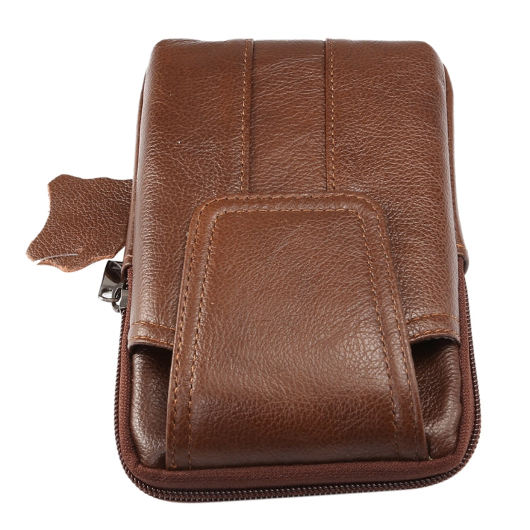 6.2 inch and Below Universal Genuine Leather Men Vertical Style Case Waist Bag with Belt Hole, For Sony, Huawei, Meizu, Lenovo, ASUS, Cubot, Oneplus, Xiaomi, Ulefone, Letv, DOOGEE, Vkworld, and other Smartphones