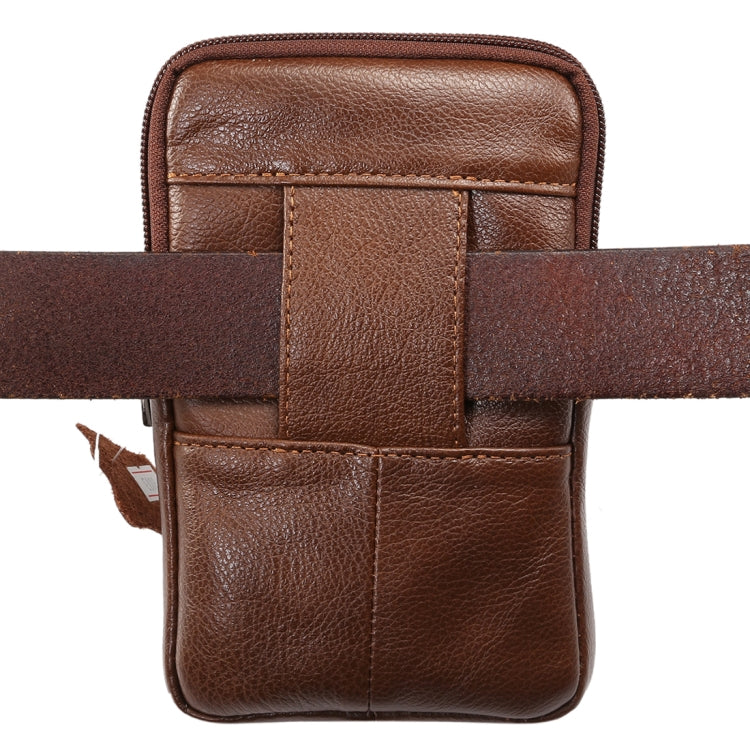 6.2 inch and Below Universal Genuine Leather Men Vertical Style Case Waist Bag with Belt Hole, For Sony, Huawei, Meizu, Lenovo, ASUS, Cubot, Oneplus, Xiaomi, Ulefone, Letv, DOOGEE, Vkworld, and other Smartphones