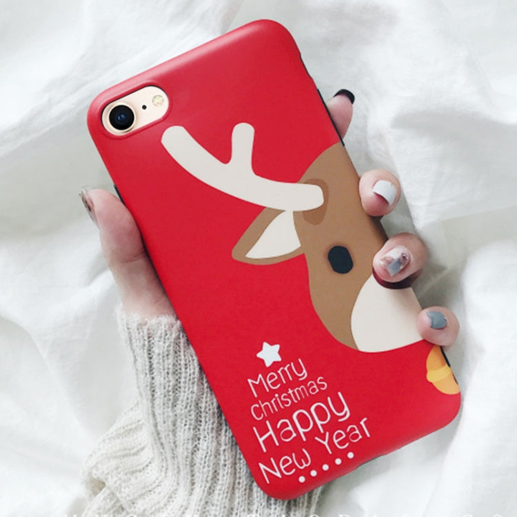 For iPhone SE 2020 & 8 & 7 Christmas Series Lovely Deer Pattern Full Coverage Protective Back Cover Case