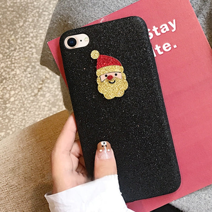 For iPhone SE 2020 & 8 & 7 Creative Cute Santa Claus Drop-proof Sequins Glitter Powder Protective Back Cover Case