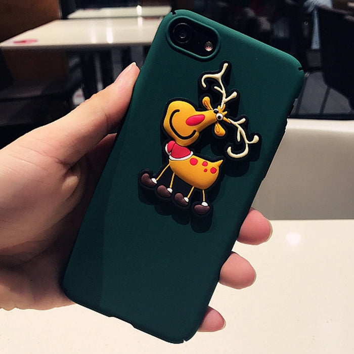 For iPhone SE 2020 & 8 & 7 Christmas Series Cartoon Elk Pattern Full Coverage Protective Back Cover Case