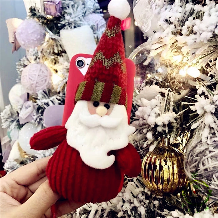 For iPhone SE 2020 & 8 & 7 Christmas Series 3D Santa Claus Doll Silicone Protective Back Cover Case with Sling