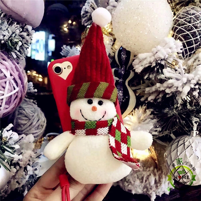 For iPhone SE 2020 & 8 & 7 Christmas Series 3D Snowman Doll Silicone Protective Back Cover Case with Sling