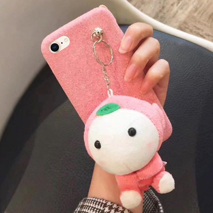 For iPhone SE 2020 & 8 & 7 Plush Monkey Doll Protective Back Cover Case