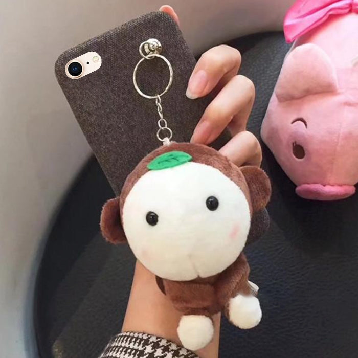 For iPhone SE 2020 & 8 & 7 Plush Monkey Doll Protective Back Cover Case