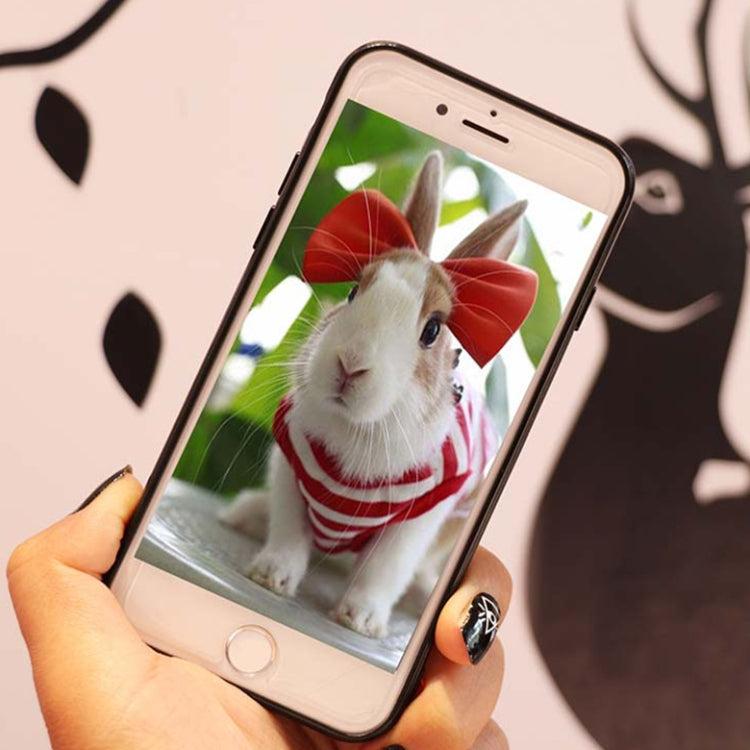 For iPhone SE 2020 & 8 & 7 Diamante Bowknot Rabbit Ear Full Coverage Drop-proof Protective Back Cover Case