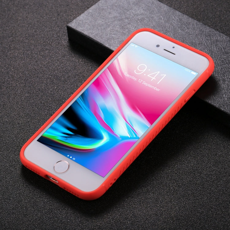 TOTUDESIGN For iPhone SE 2020 & 8 & 7 Carbon Fiber Texture TPU Anti-slip Soft Protective Back Cover Case (Red)