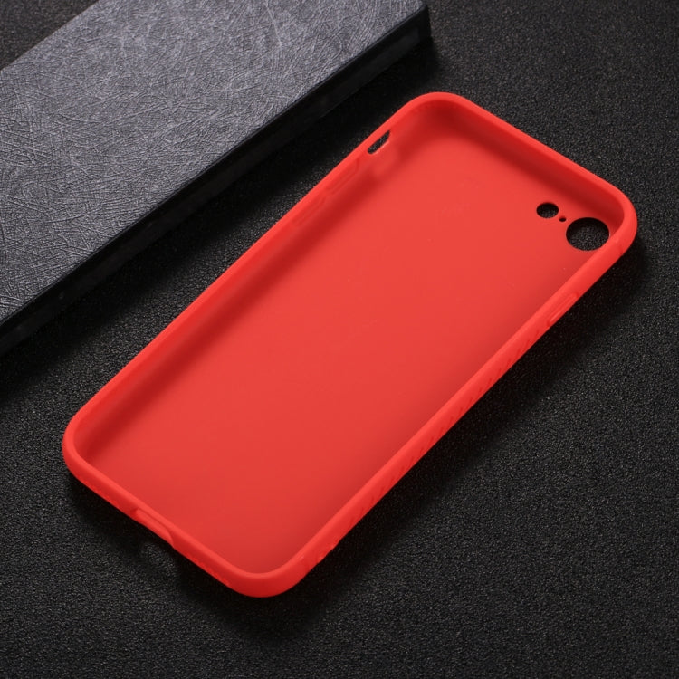 TOTUDESIGN For iPhone SE 2020 & 8 & 7 Carbon Fiber Texture TPU Anti-slip Soft Protective Back Cover Case (Red)