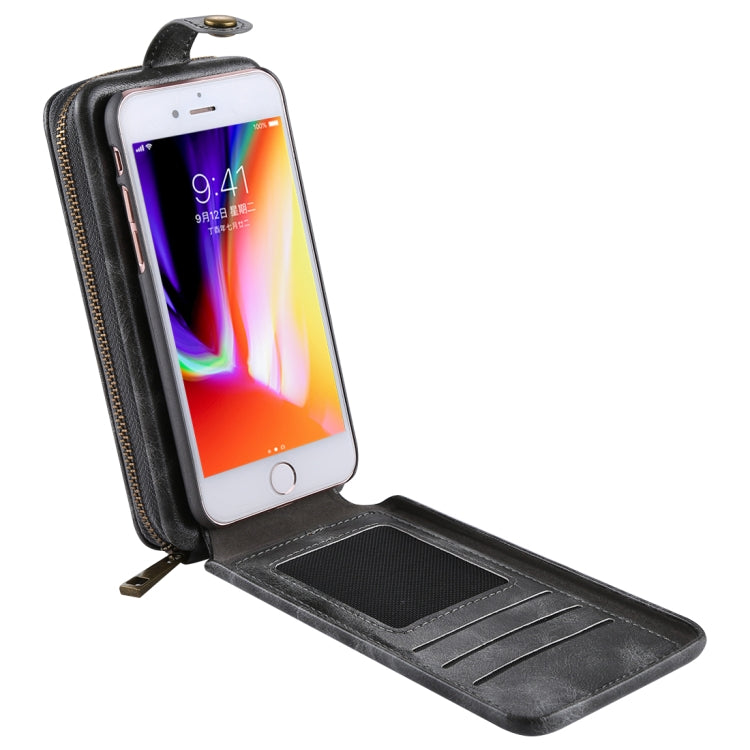 For iPhone SE 2020 & 8 & 7 Wallet Style Retro Cowhide Texture Vertical Flip PU Case with Card Slots & Wallet & Photo Frame