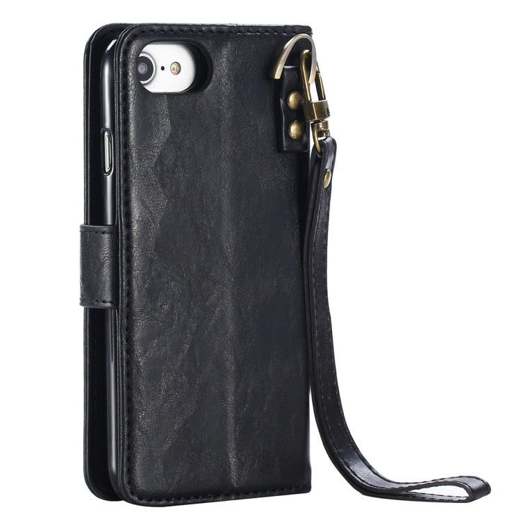 For iPhone SE 2020 & 8 & 7 Retro Cowhide Texture Magnetic Absorption Detachable Back Cover Horizontal Flip Leather Case with Holder & Card Slots & Wallet & Photo Frame & Lanyard