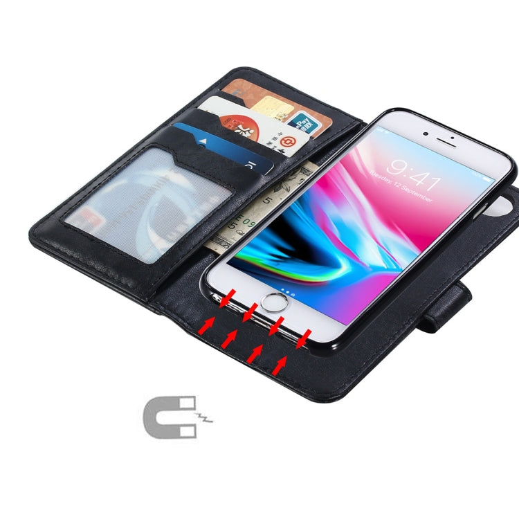 For iPhone SE 2020 & 8 & 7 Retro Cowhide Texture Magnetic Absorption Detachable Back Cover Horizontal Flip Leather Case with Holder & Card Slots & Wallet & Photo Frame & Lanyard