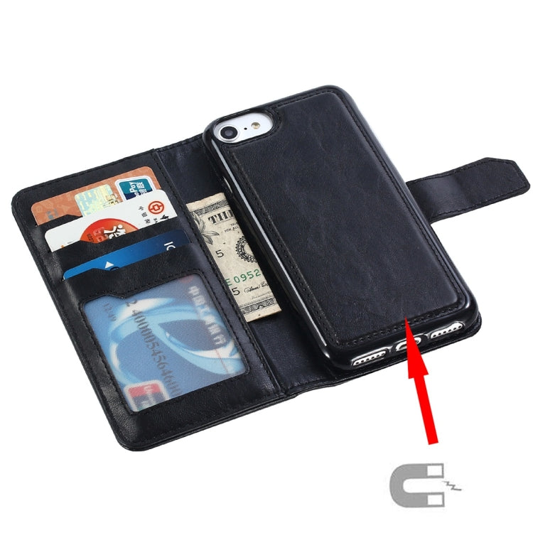 For iPhone SE 2020 & 8 & 7 Retro Cowhide Texture Magnetic Absorption Detachable Back Cover Horizontal Flip Leather Case with Holder & Card Slots & Wallet & Photo Frame & Lanyard