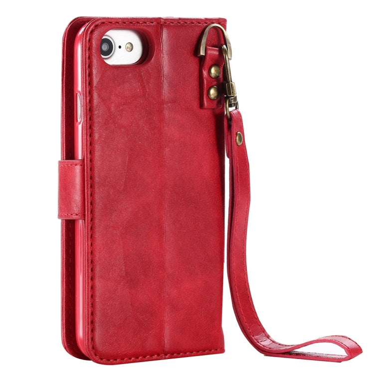 For iPhone SE 2020 & 8 & 7 Retro Cowhide Texture Magnetic Absorption Detachable Back Cover Horizontal Flip Leather Case with Holder & Card Slots & Wallet & Photo Frame & Lanyard