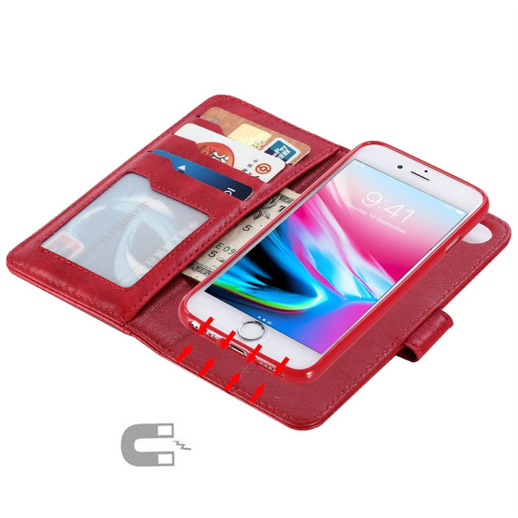 For iPhone SE 2020 & 8 & 7 Retro Cowhide Texture Magnetic Absorption Detachable Back Cover Horizontal Flip Leather Case with Holder & Card Slots & Wallet & Photo Frame & Lanyard