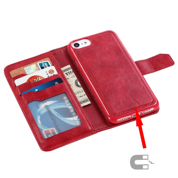 For iPhone SE 2020 & 8 & 7 Retro Cowhide Texture Magnetic Absorption Detachable Back Cover Horizontal Flip Leather Case with Holder & Card Slots & Wallet & Photo Frame & Lanyard