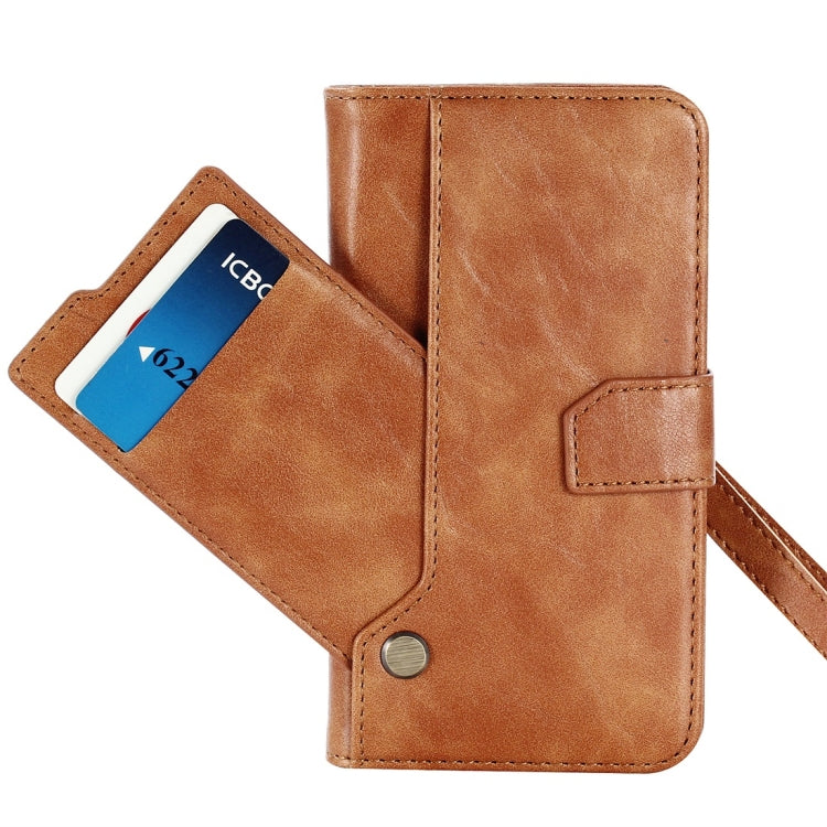 For iPhone SE 2020 & 8 & 7 Retro Cowhide Texture Magnetic Absorption Detachable Back Cover Horizontal Flip Leather Case with Holder & Card Slots & Wallet & Photo Frame & Lanyard