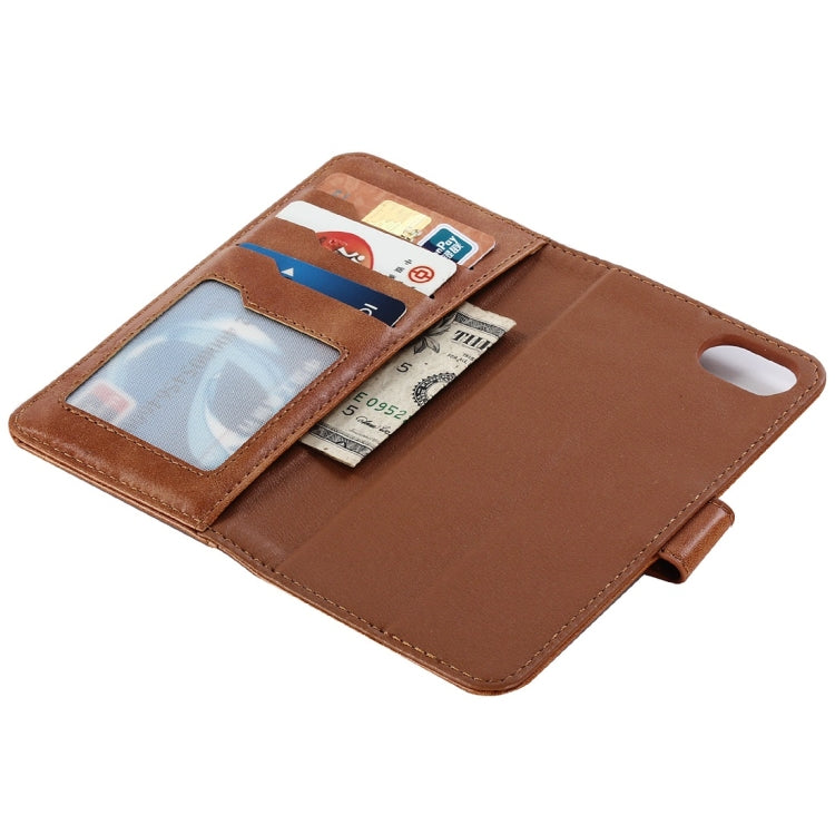 For iPhone SE 2020 & 8 & 7 Retro Cowhide Texture Magnetic Absorption Detachable Back Cover Horizontal Flip Leather Case with Holder & Card Slots & Wallet & Photo Frame & Lanyard