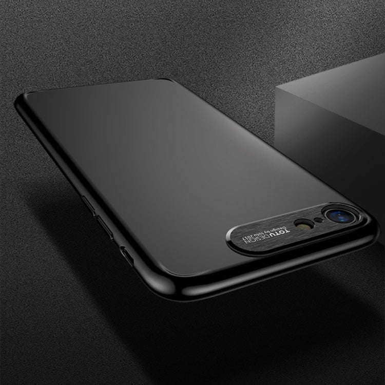 TOTUDESIGN For iPhone SE 2020 & 8 & 7 PC + Metal Dropproof Protective Back Cover Case (Black)