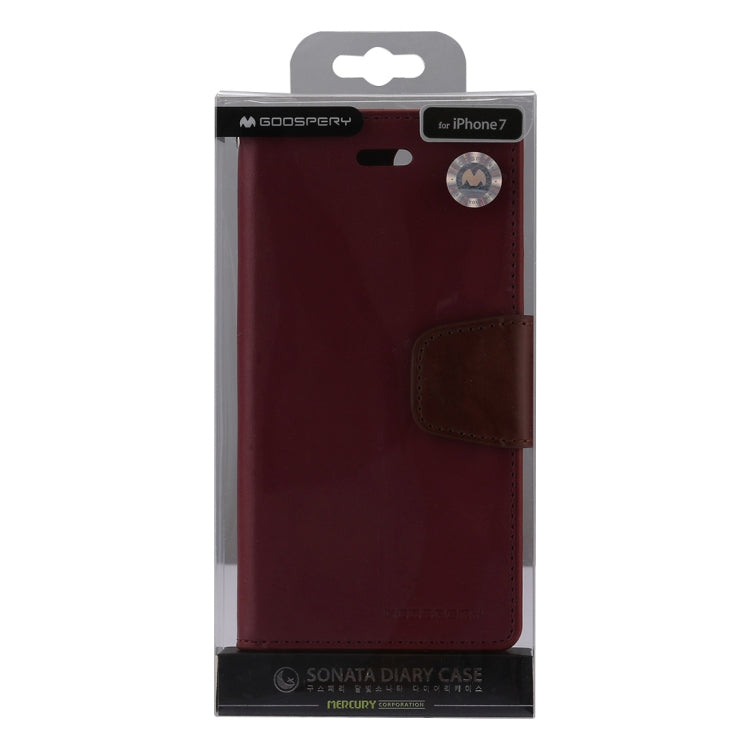 GOOSPERY SONATA DIARY For iPhone SE 2020 & 8 & 7 Business Style Magnetic Clasp Horizontal Flip Leather Case with Holder & Card Slots & Wallet