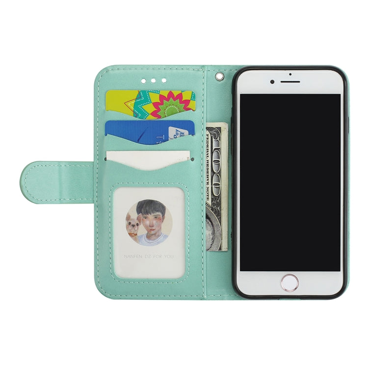 For iPhone SE 2020 & 8 & 7 Glittery Powder Flamingo Print Horizontal Flip Leather Case with Holder & Wallet & Card Slots & Photo Frame