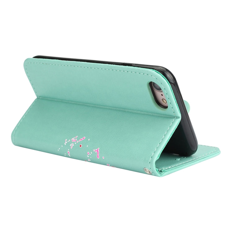 For iPhone SE 2020 & 8 & 7 Glittery Powder Flamingo Print Horizontal Flip Leather Case with Holder & Wallet & Card Slots & Photo Frame