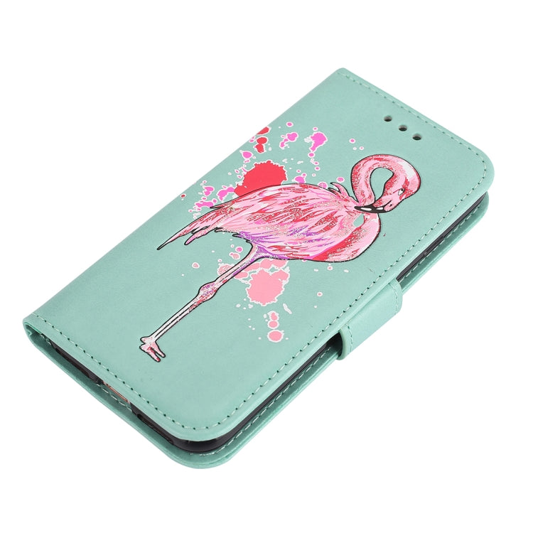 For iPhone SE 2020 & 8 & 7 Glittery Powder Flamingo Print Horizontal Flip Leather Case with Holder & Wallet & Card Slots & Photo Frame