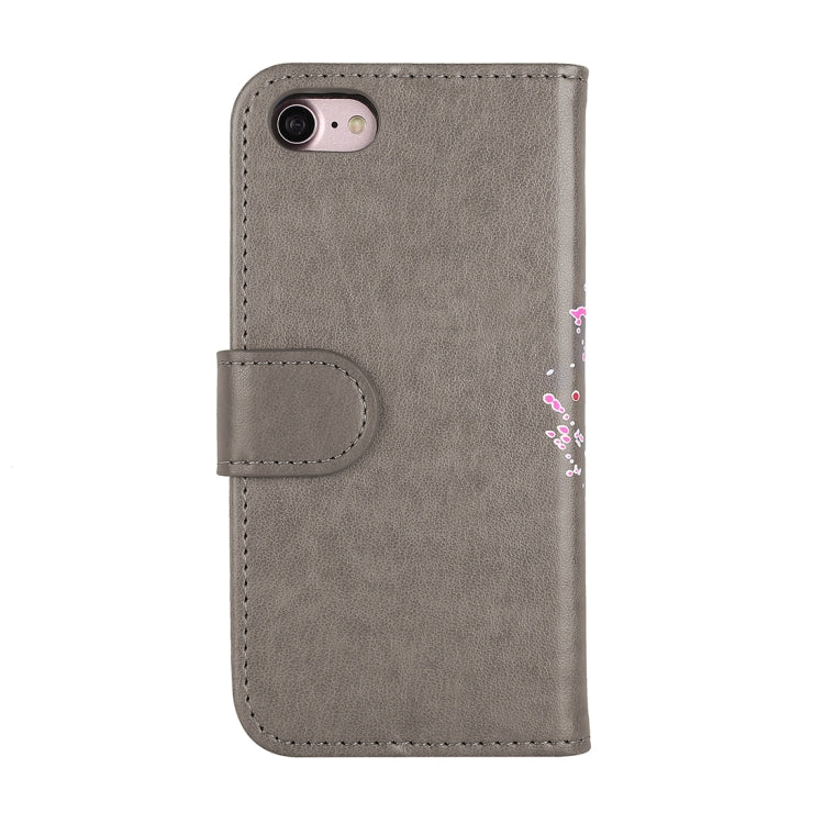 For iPhone SE 2020 & 8 & 7 Glittery Powder Flamingo Print Horizontal Flip Leather Case with Holder & Wallet & Card Slots & Photo Frame