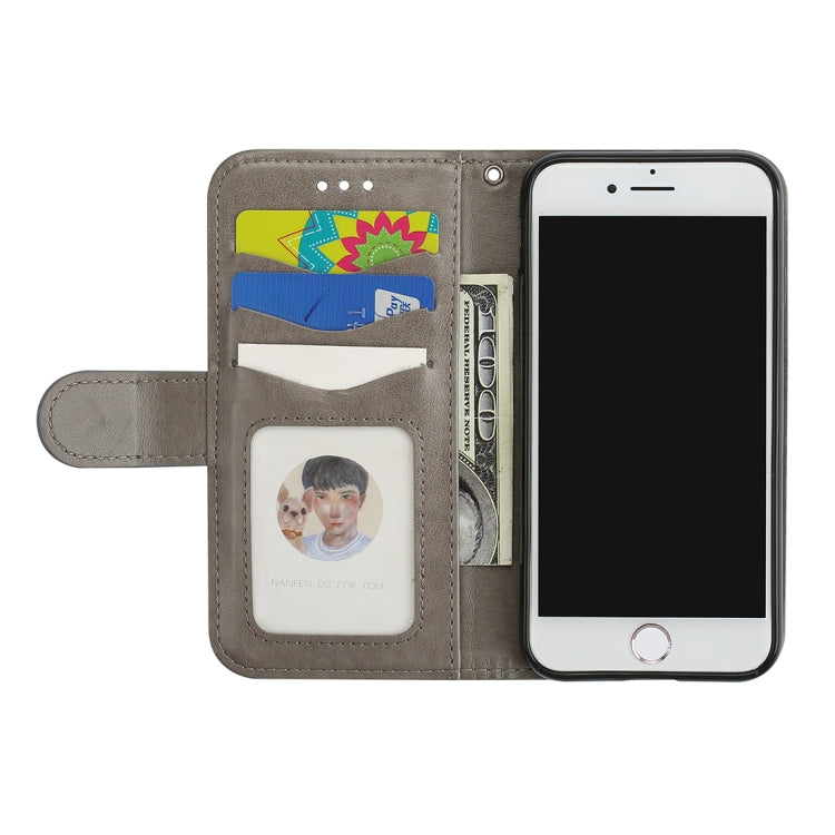 For iPhone SE 2020 & 8 & 7 Glittery Powder Flamingo Print Horizontal Flip Leather Case with Holder & Wallet & Card Slots & Photo Frame