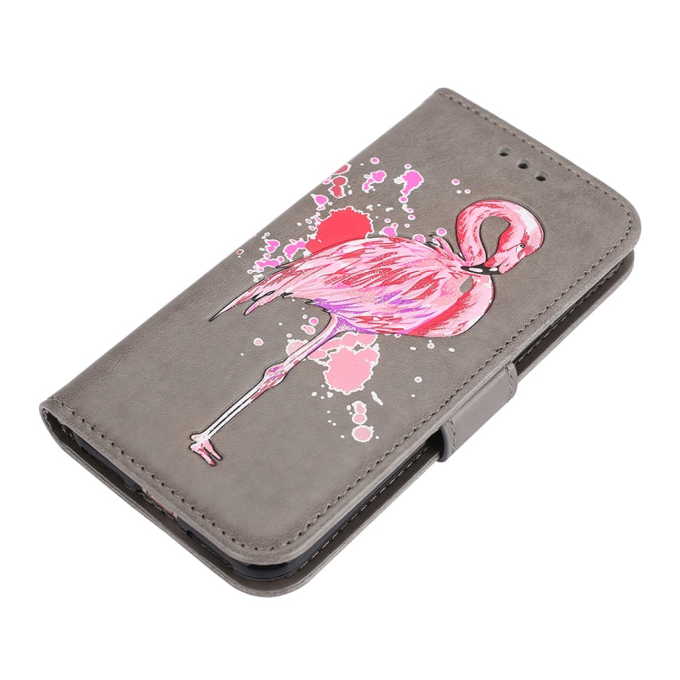 For iPhone SE 2020 & 8 & 7 Glittery Powder Flamingo Print Horizontal Flip Leather Case with Holder & Wallet & Card Slots & Photo Frame