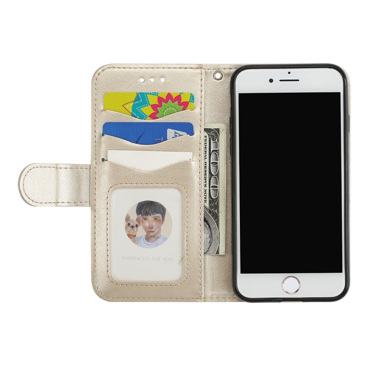For iPhone SE 2020 & 8 & 7 Glittery Powder Flamingo Print Horizontal Flip Leather Case with Holder & Wallet & Card Slots & Photo Frame