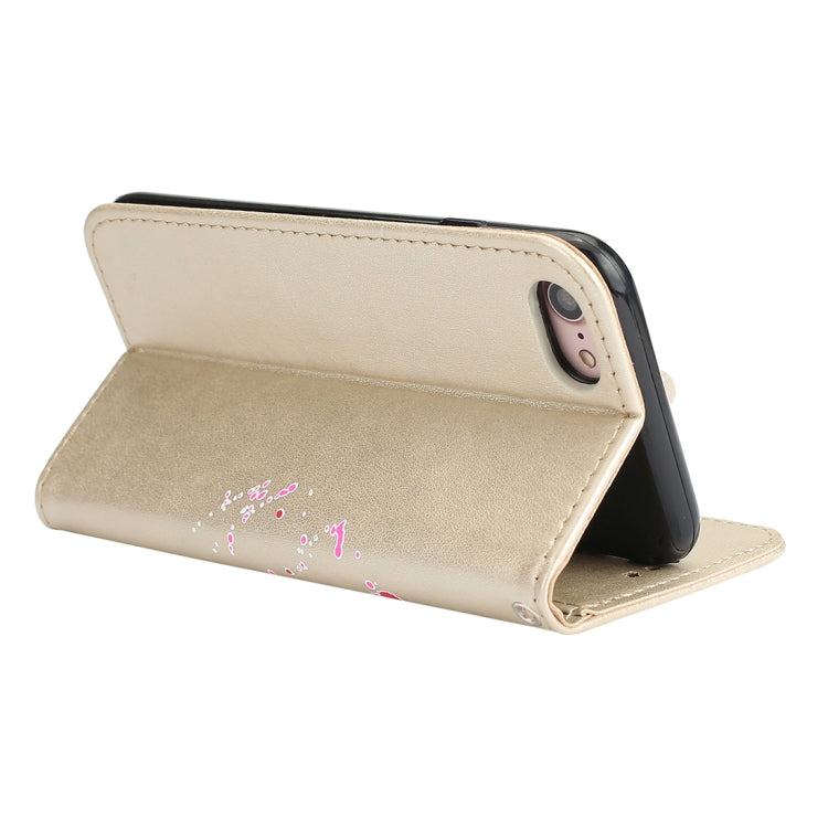 For iPhone SE 2020 & 8 & 7 Glittery Powder Flamingo Print Horizontal Flip Leather Case with Holder & Wallet & Card Slots & Photo Frame