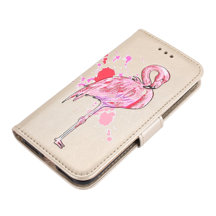 For iPhone SE 2020 & 8 & 7 Glittery Powder Flamingo Print Horizontal Flip Leather Case with Holder & Wallet & Card Slots & Photo Frame