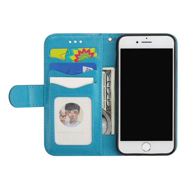 For iPhone SE 2020 & 8 & 7 Glittery Powder Flamingo Print Horizontal Flip Leather Case with Holder & Wallet & Card Slots & Photo Frame