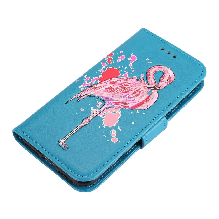 For iPhone SE 2020 & 8 & 7 Glittery Powder Flamingo Print Horizontal Flip Leather Case with Holder & Wallet & Card Slots & Photo Frame