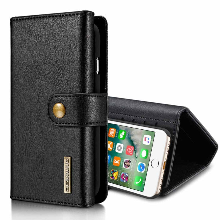 DG.MING For iPhone SE 2020 & 8 & 7 Triple Fold Crazy Horse Texture Horizontal Flip Magnetic Protective Case with Holder & Card Slots & Wallet