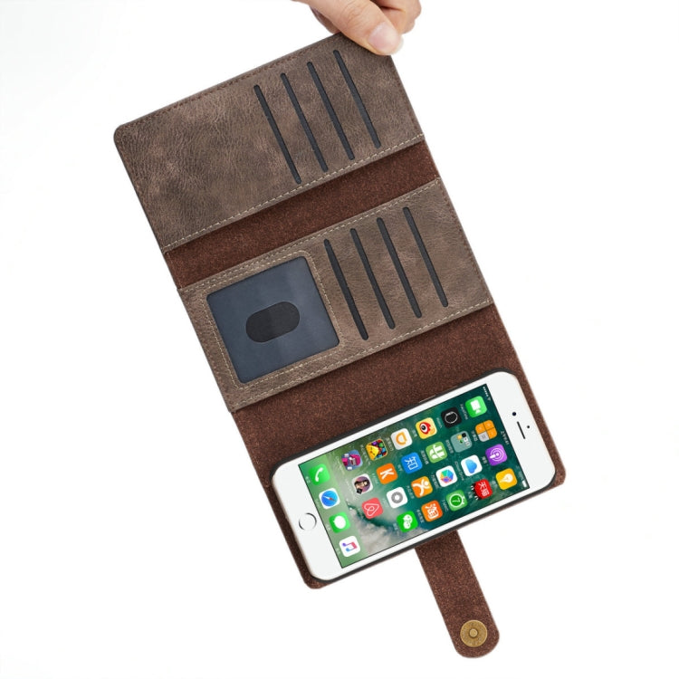 DG.MING For iPhone SE 2020 & 8 & 7 Triple Fold Crazy Horse Texture Horizontal Flip Magnetic Protective Case with Holder & Card Slots & Wallet