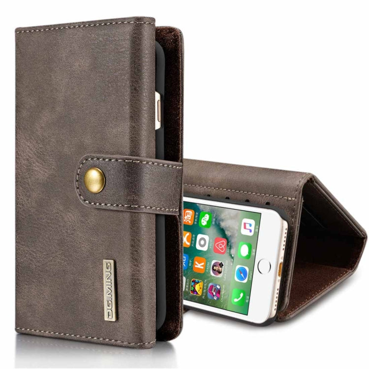 DG.MING For iPhone SE 2020 & 8 & 7 Triple Fold Crazy Horse Texture Horizontal Flip Magnetic Protective Case with Holder & Card Slots & Wallet