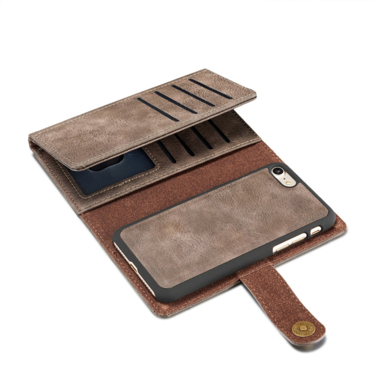 DG.MING For iPhone SE 2020 & 8 & 7 Triple Fold Crazy Horse Texture Horizontal Flip Magnetic Protective Case with Holder & Card Slots & Wallet