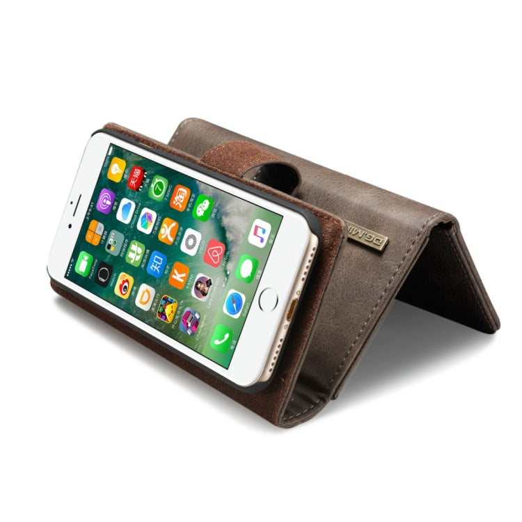 DG.MING For iPhone SE 2020 & 8 & 7 Triple Fold Crazy Horse Texture Horizontal Flip Magnetic Protective Case with Holder & Card Slots & Wallet